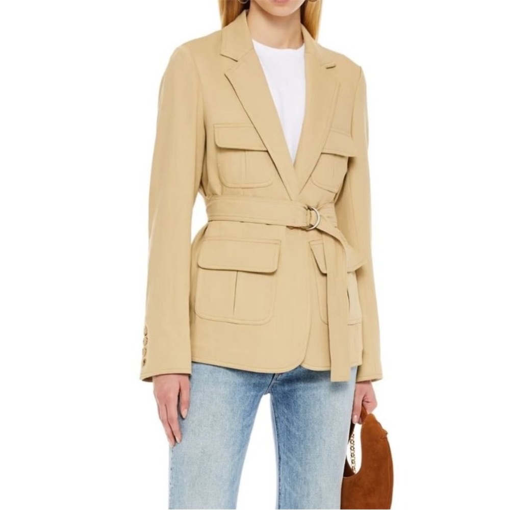 Nili Lotan Hunt Twill Jacket Safari Beige Tan Size 4